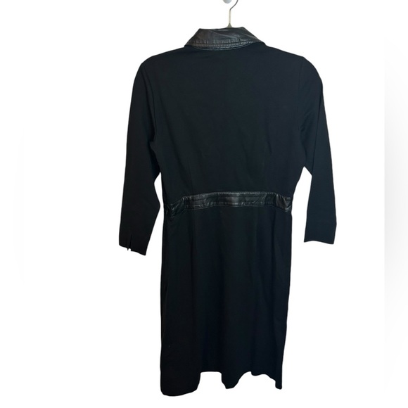 NWT Talbots Faux Leather Trim Black Ponte Dress - Picture 3 of 7